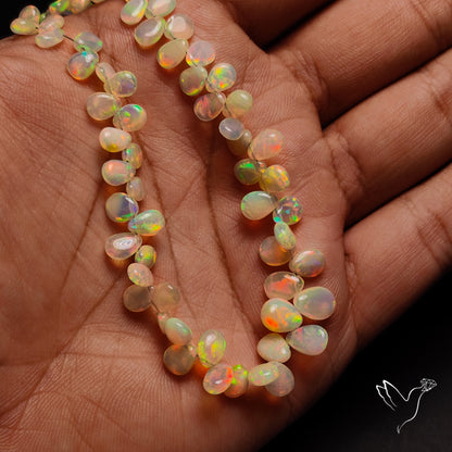 Ethiopian Opal Flat Drop Beads Plain Briolette Double Sided