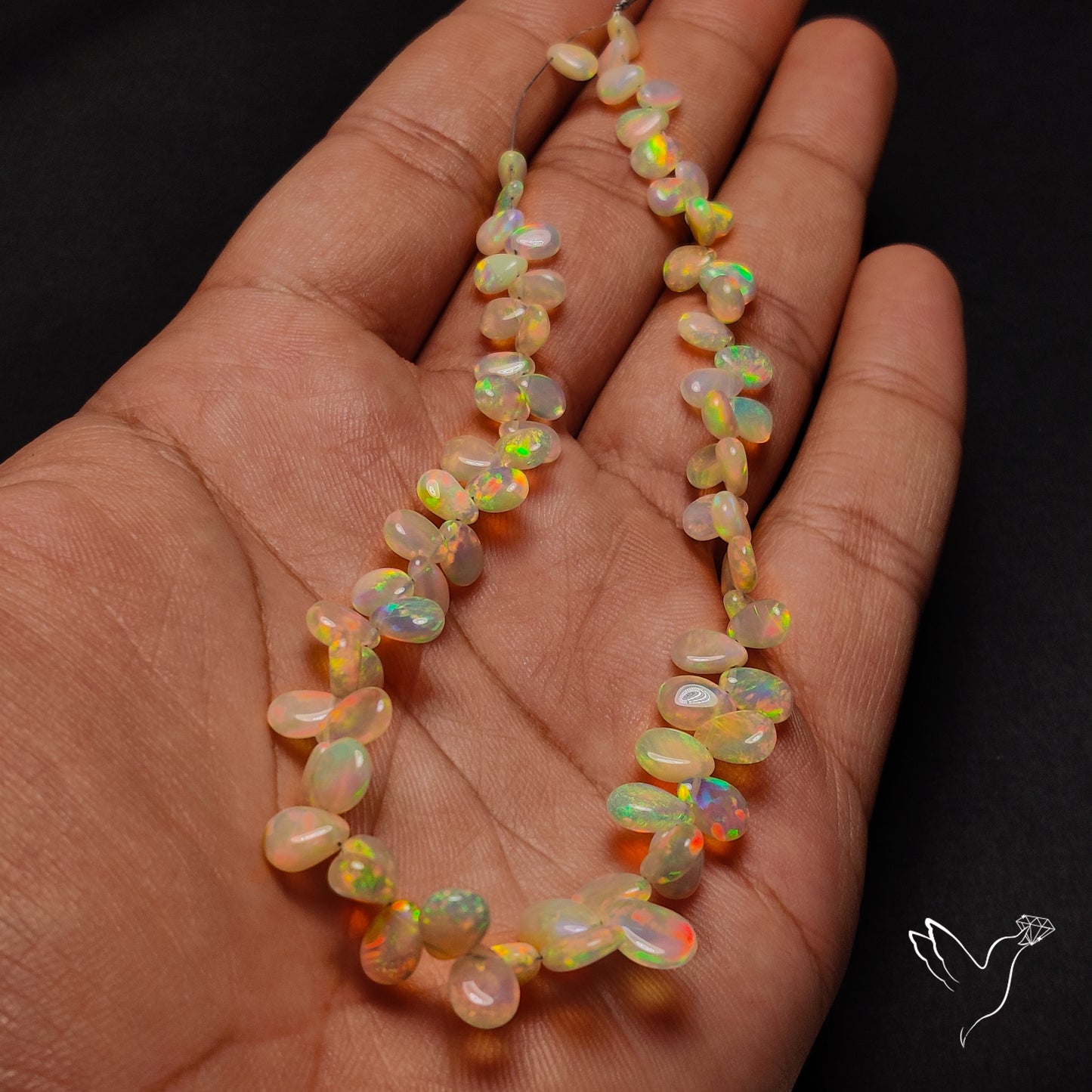 Ethiopian Opal Flat Drop Beads Plain Briolette Double Sided