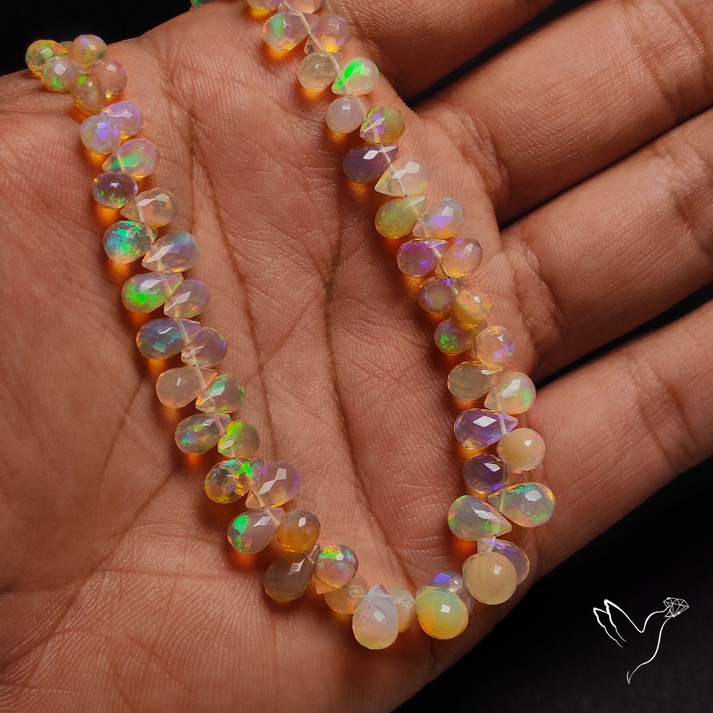 Ethiopian Opal Drop Faceted Beads Line