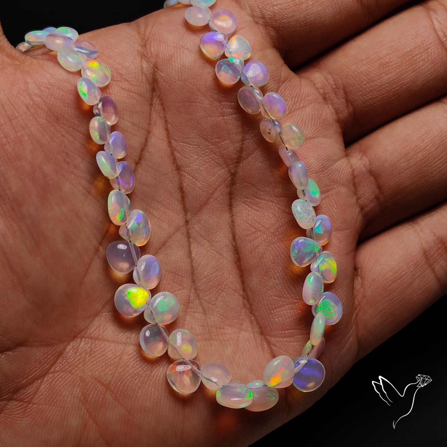 Ethiopian Opal Flat Drop Beads Plain Briolette Double Sided