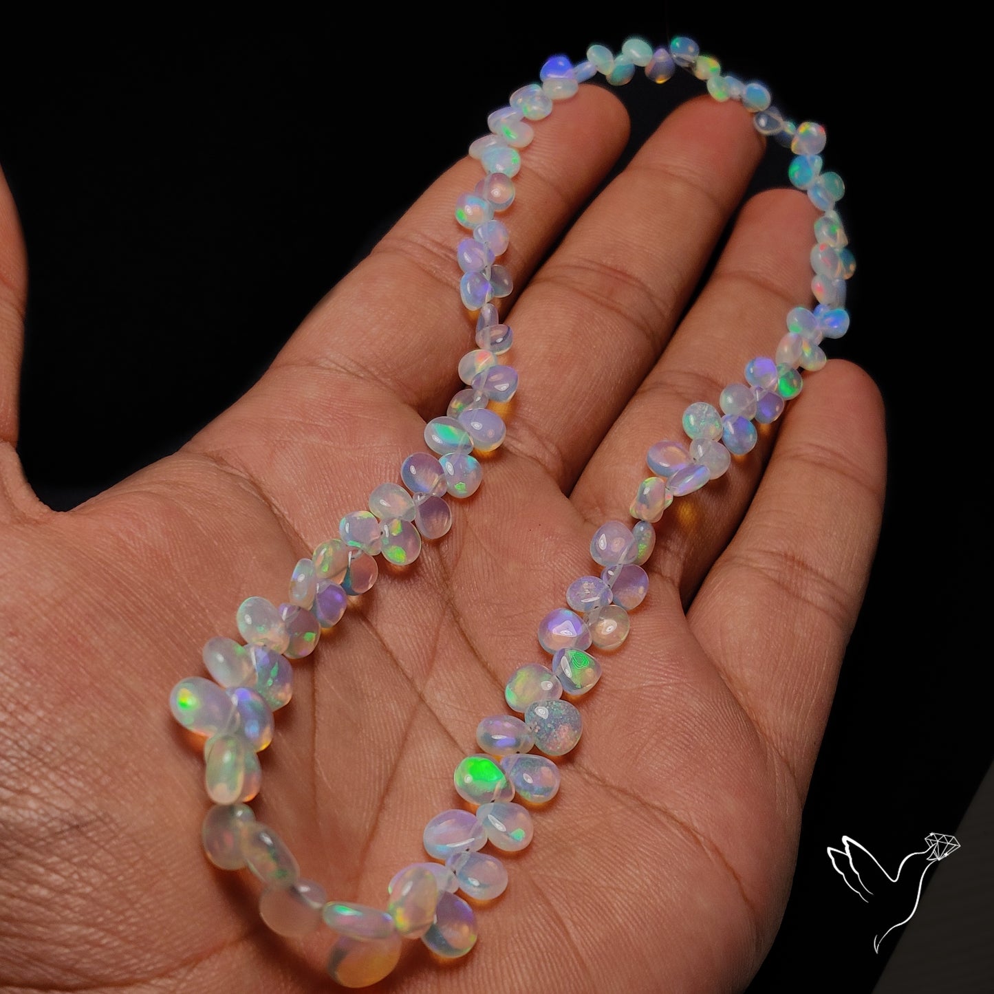 Ethiopian Opal Flat Drop Beads Plain Briolette Double Sided