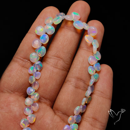 Ethiopian Opal Flat Drop Beads Plain Briolette Double Sided