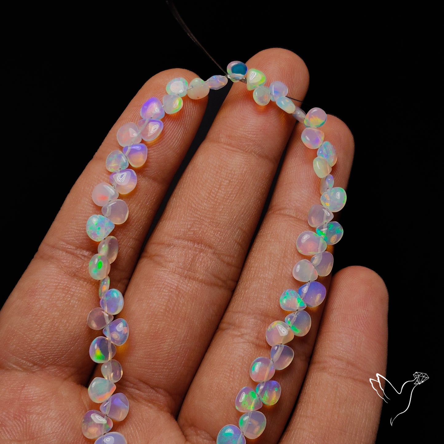 Ethiopian Opal Flat Drop Beads Plain Briolette Double Sided