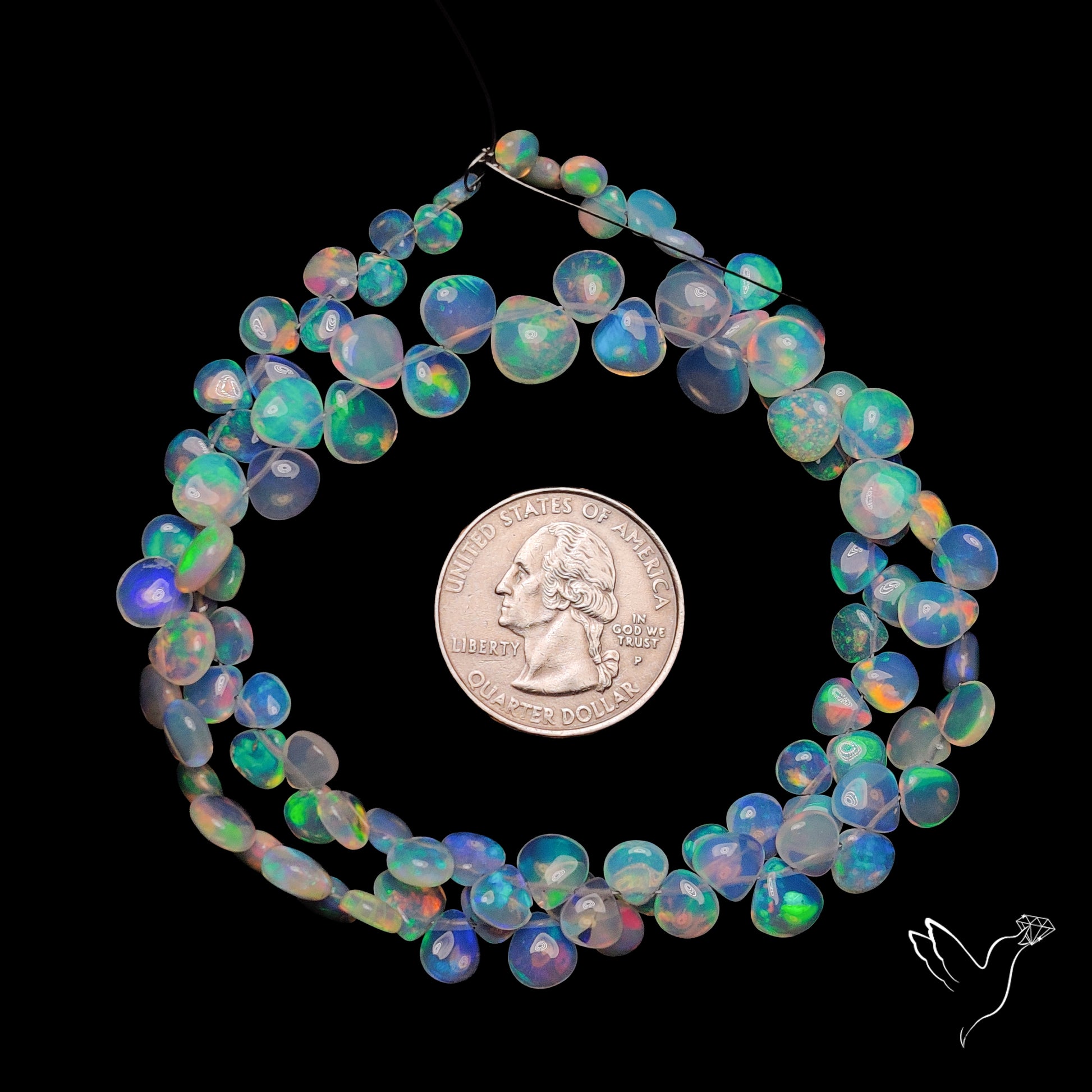 Ethiopian Opal Flat Drop Beads Plain Briolette Double Sided