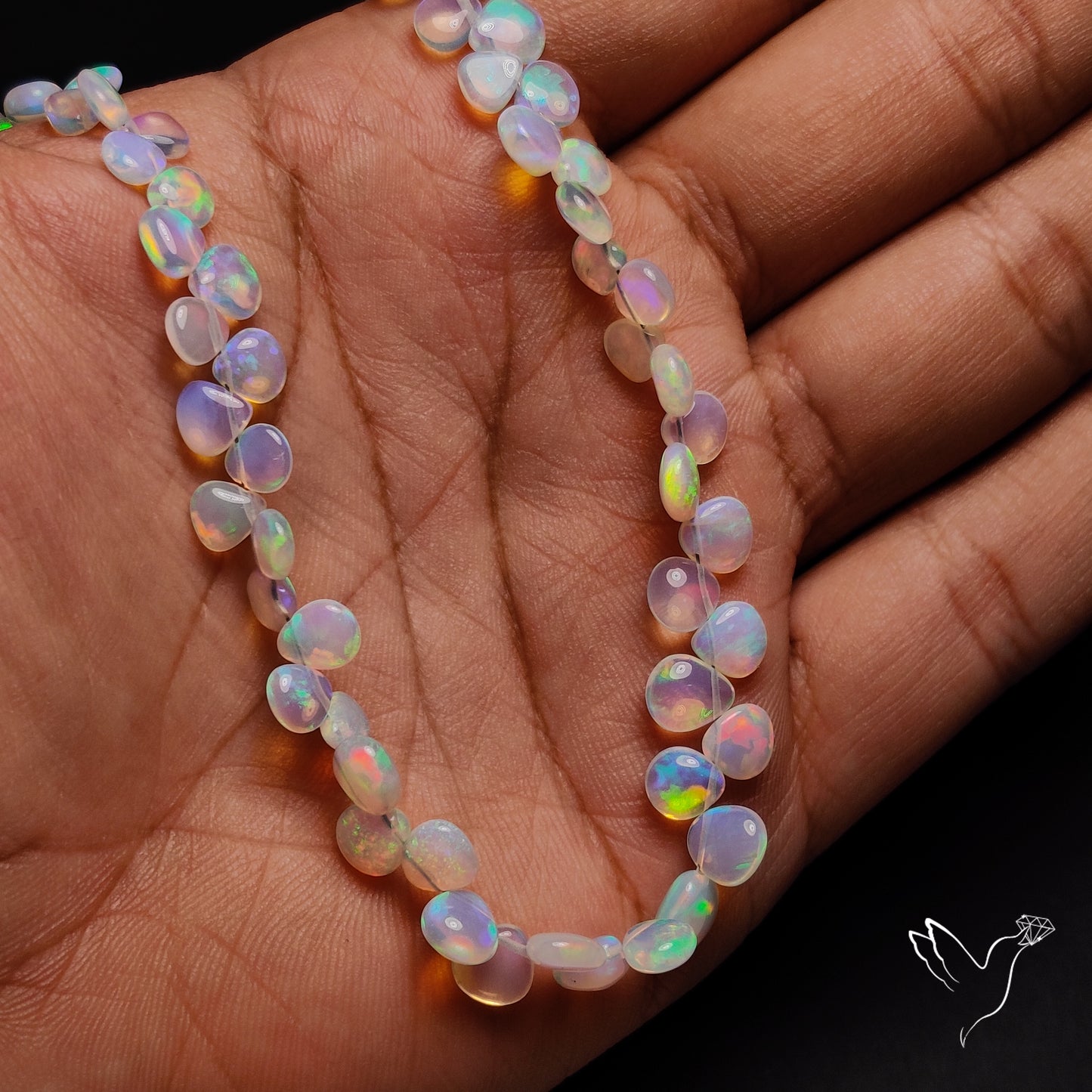 Ethiopian Opal Flat Drop Beads Plain Briolette Double Sided
