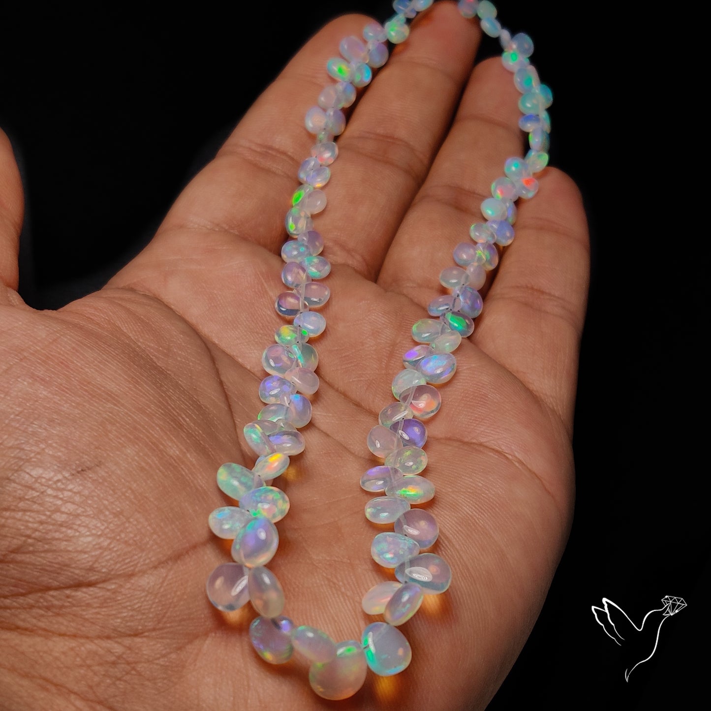 Ethiopian Opal Flat Drop Beads Plain Briolette Double Sided