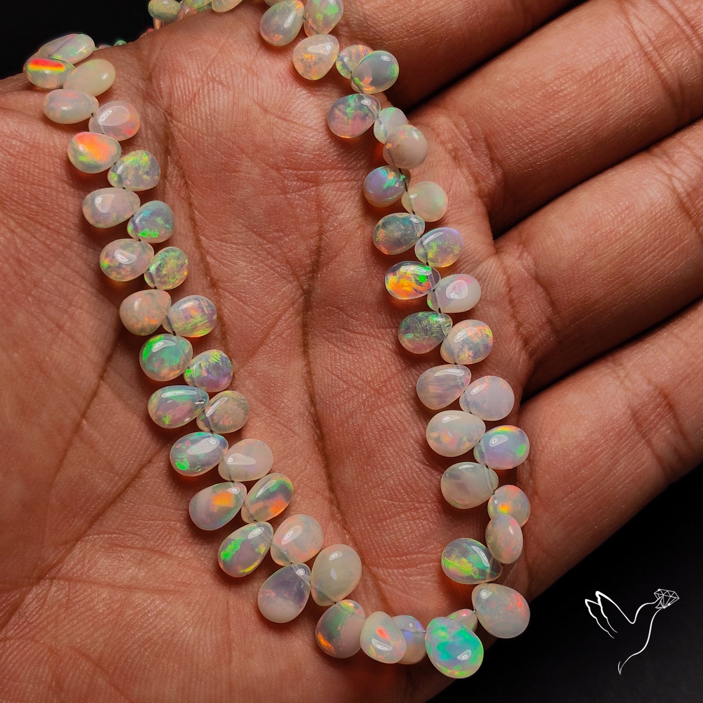 Ethiopian Opal Flat Drop Beads Plain Briolette Double Sided