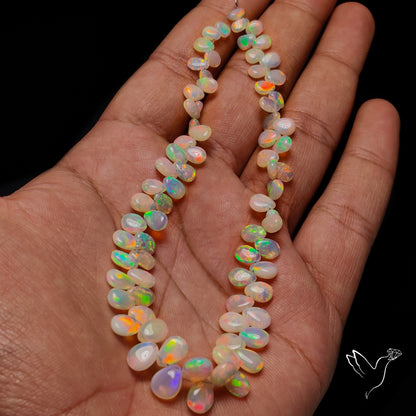 Ethiopian Opal Flat Drop Beads Plain Briolette Double Sided