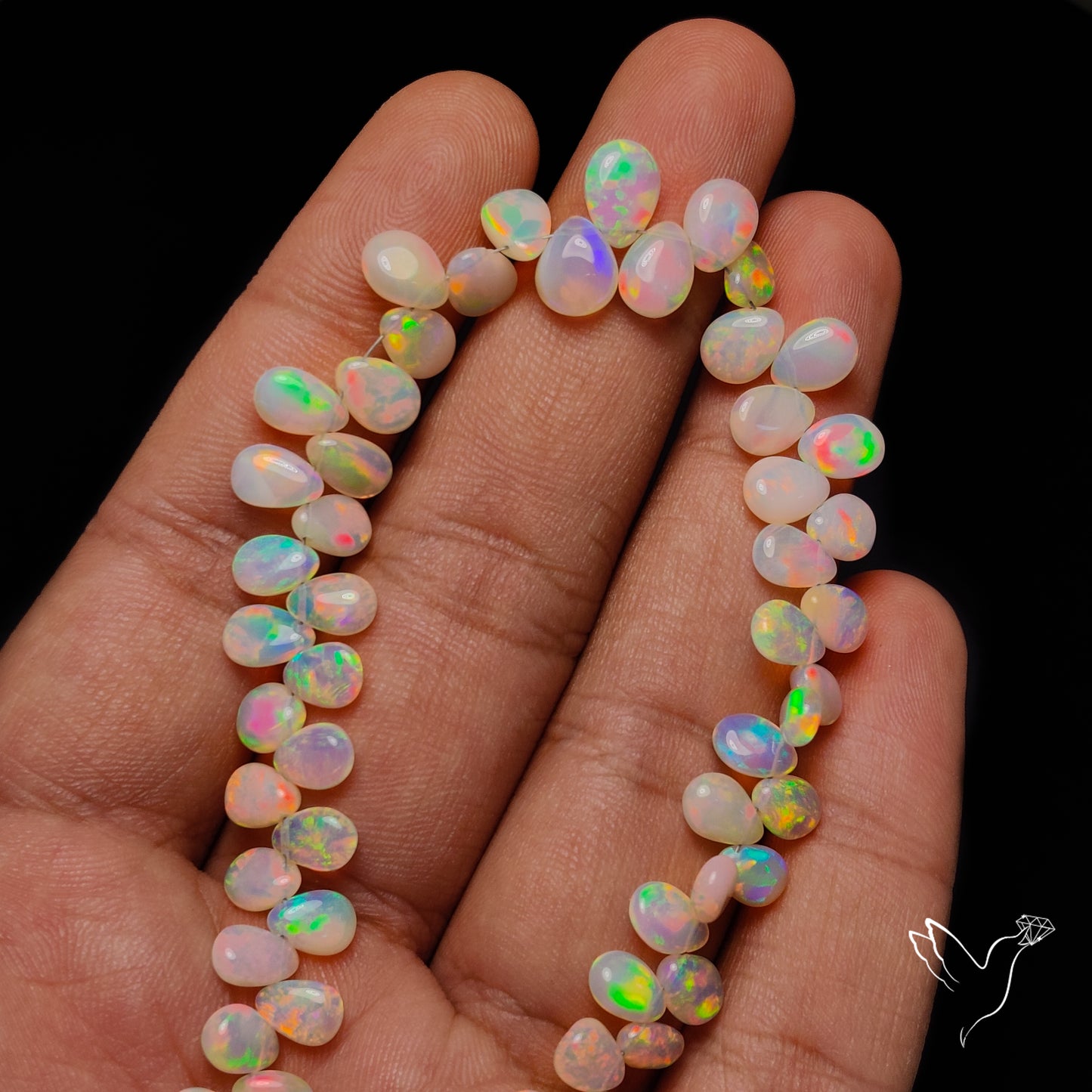 Ethiopian Opal Flat Drop Beads Plain Briolette Double Sided