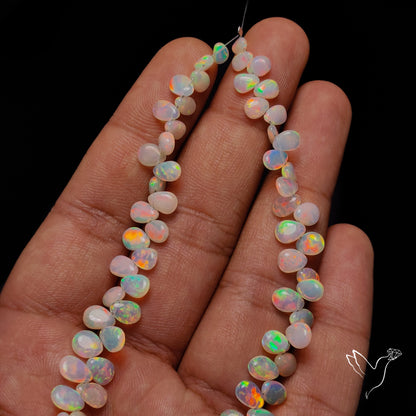 Ethiopian Opal Flat Drop Beads Plain Briolette Double Sided