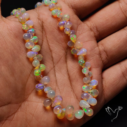 Ethiopian Opal Drop Faceted Beads Line