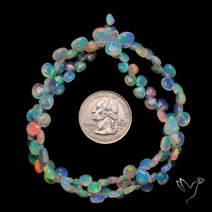 Ethiopian Opal Flat Drop Beads Plain Briolette Double Sided