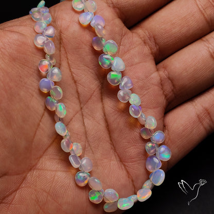 Ethiopian Opal Flat Drop Beads Plain Briolette Double Sided