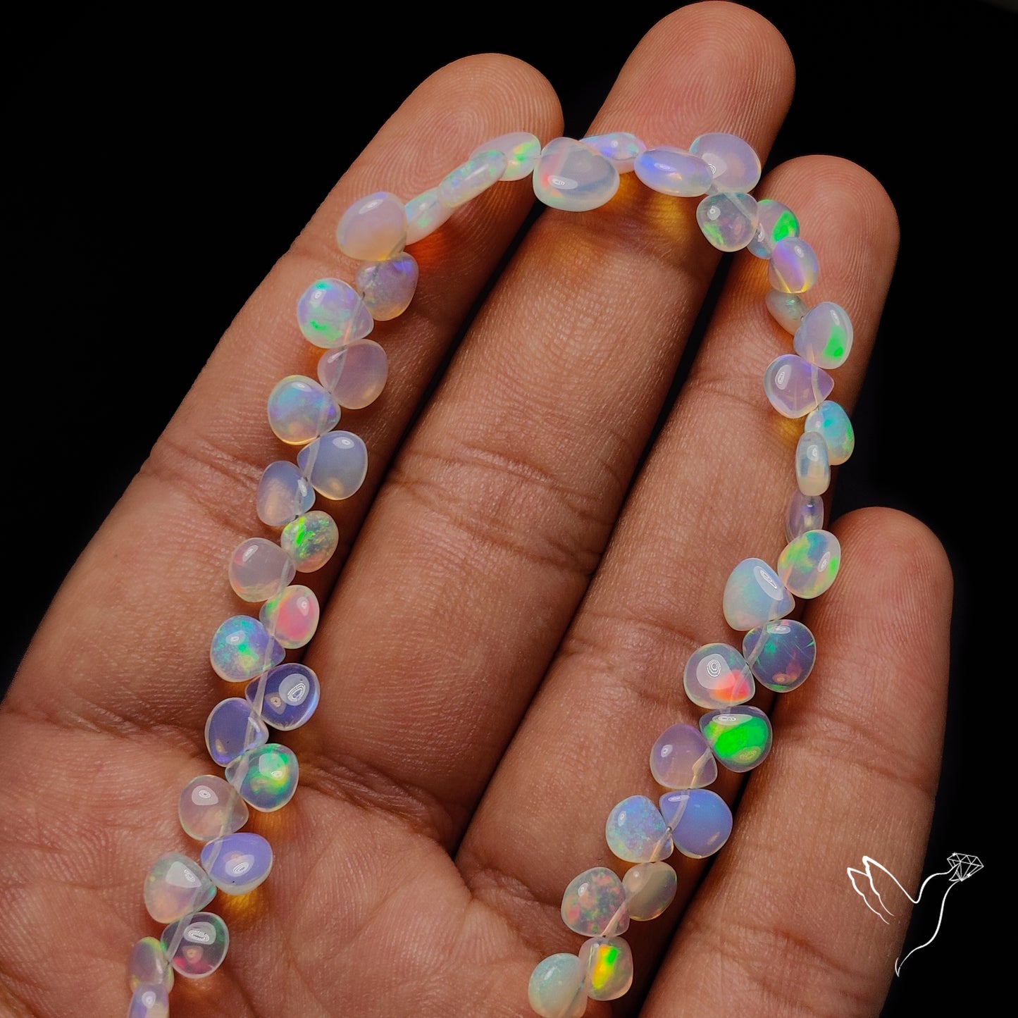 Ethiopian Opal Flat Drop Beads Plain Briolette Double Sided