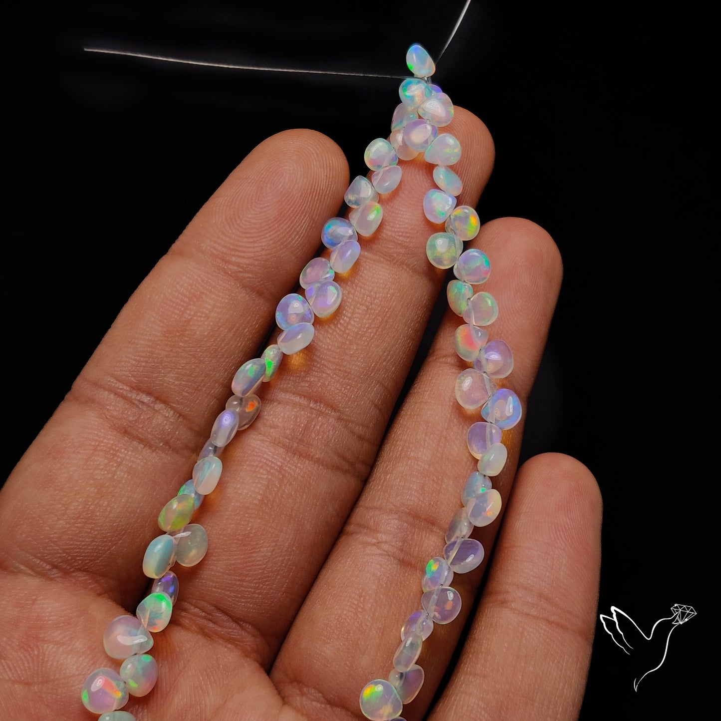 Ethiopian Opal Flat Drop Beads Plain Briolette Double Sided