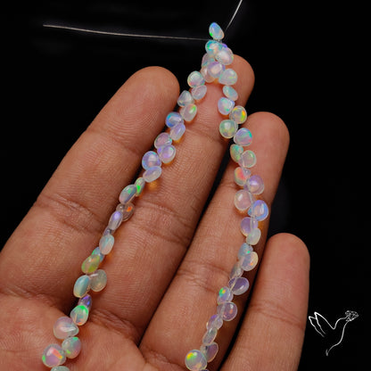 Ethiopian Opal Flat Drop Beads Plain Briolette Double Sided