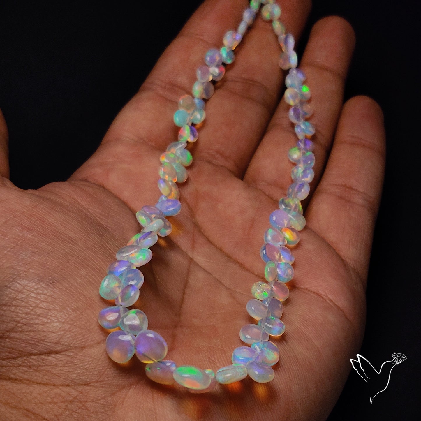 Ethiopian Opal Flat Drop Beads Plain Briolette Double Sided