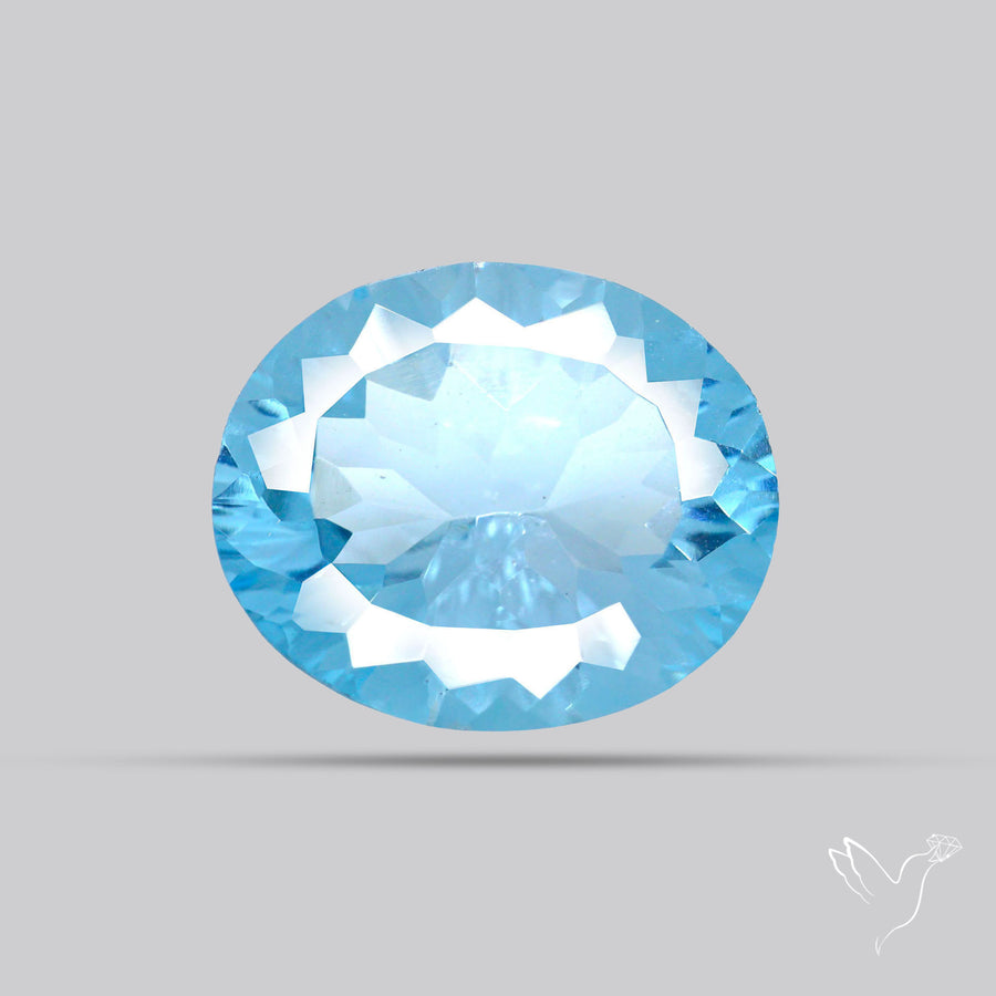 Natural Blue Topaz Concave Cut Sky Blue