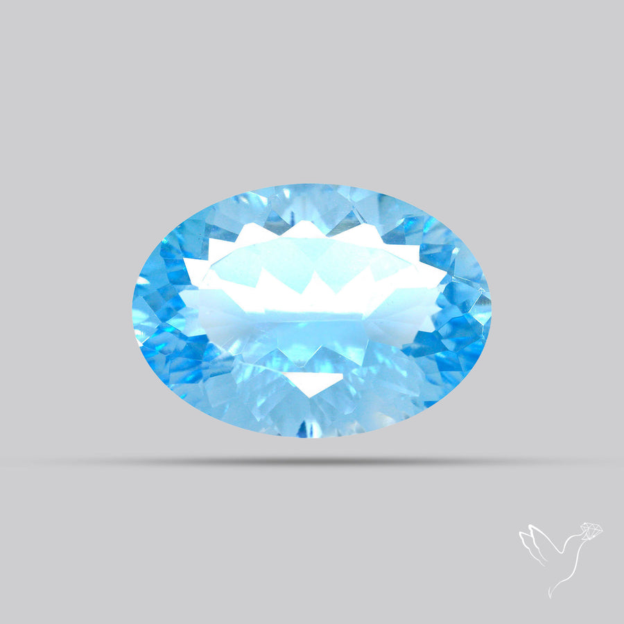 Natural Blue Topaz Concave Cut Sky Blue
