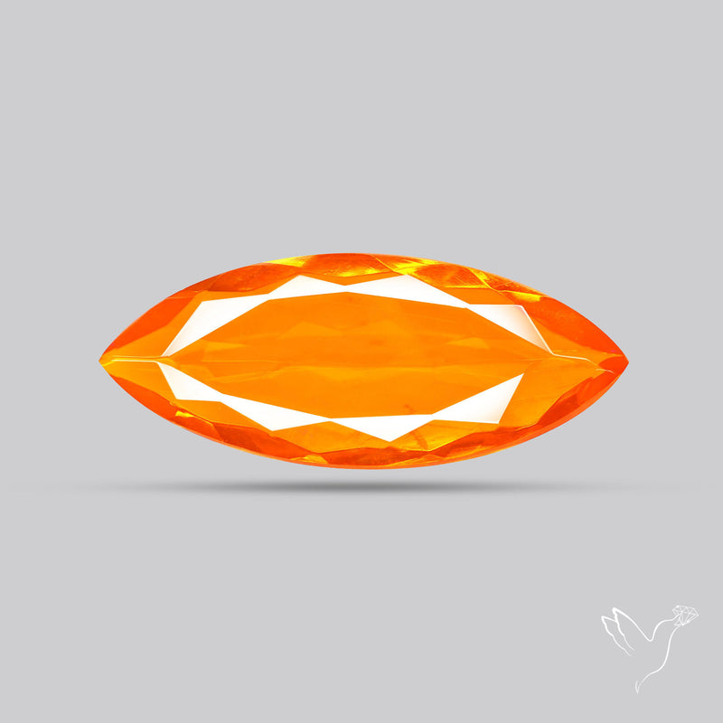 Faceted Mexican Fire Opal Rare Deep Orange