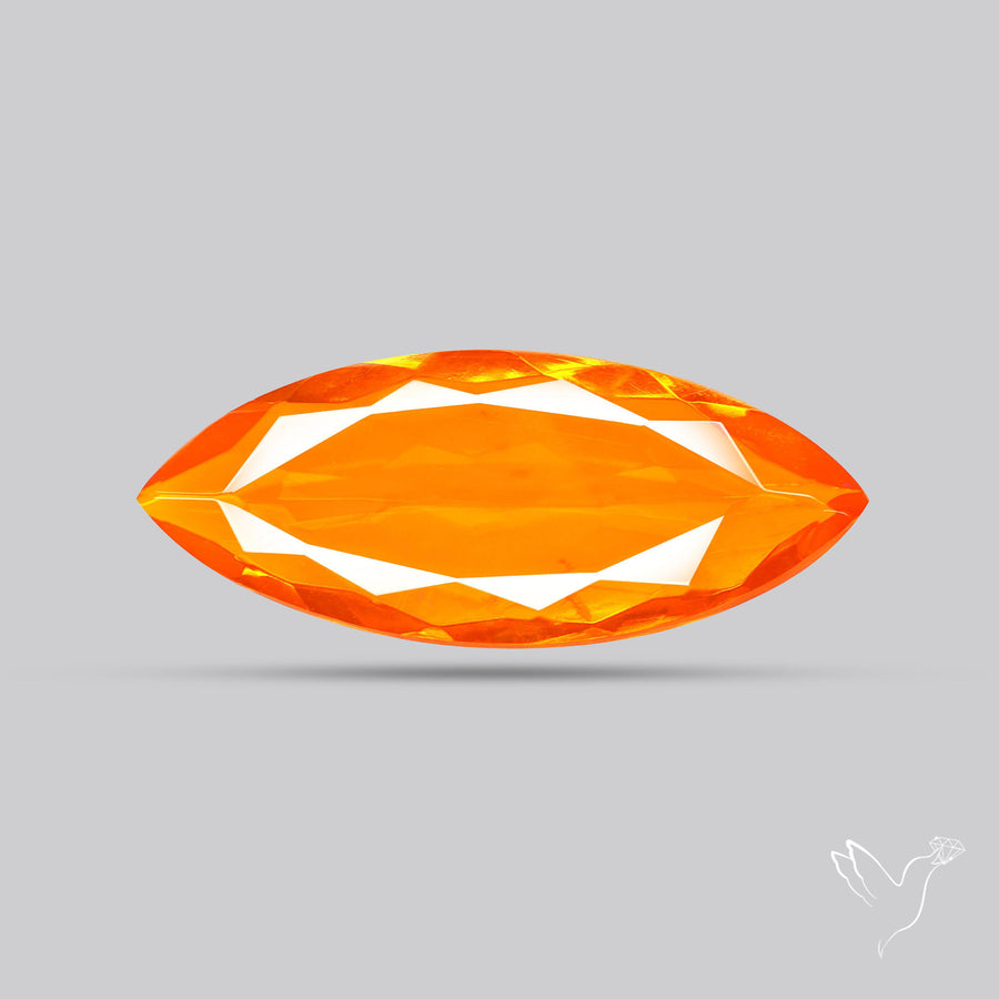 Faceted Mexican Fire Opal Rare Deep Orange