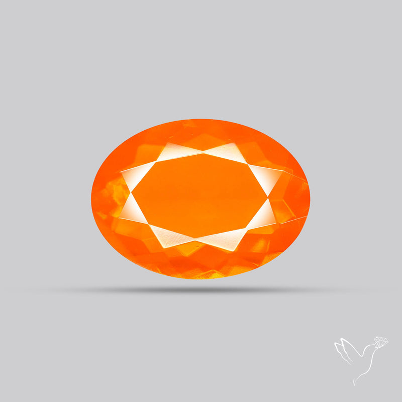 Faceted Mexican Fire Opal Rare Deep Orange