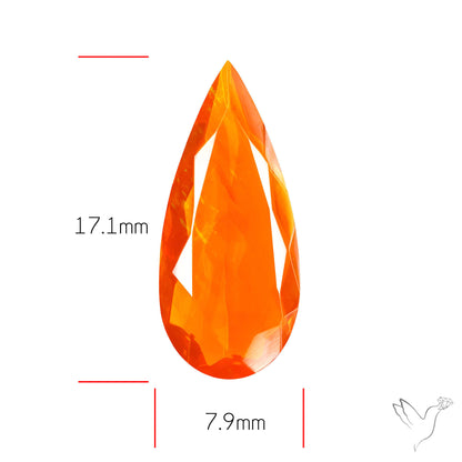Faceted Mexican Fire Opal Rare Deep Orange