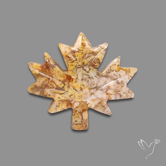 Plume Agate Maple Leaf Carving