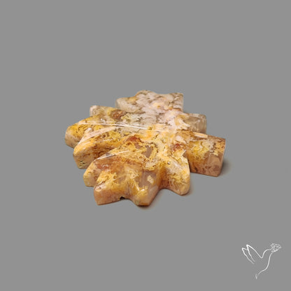 Plume Agate Maple Leaf Carving