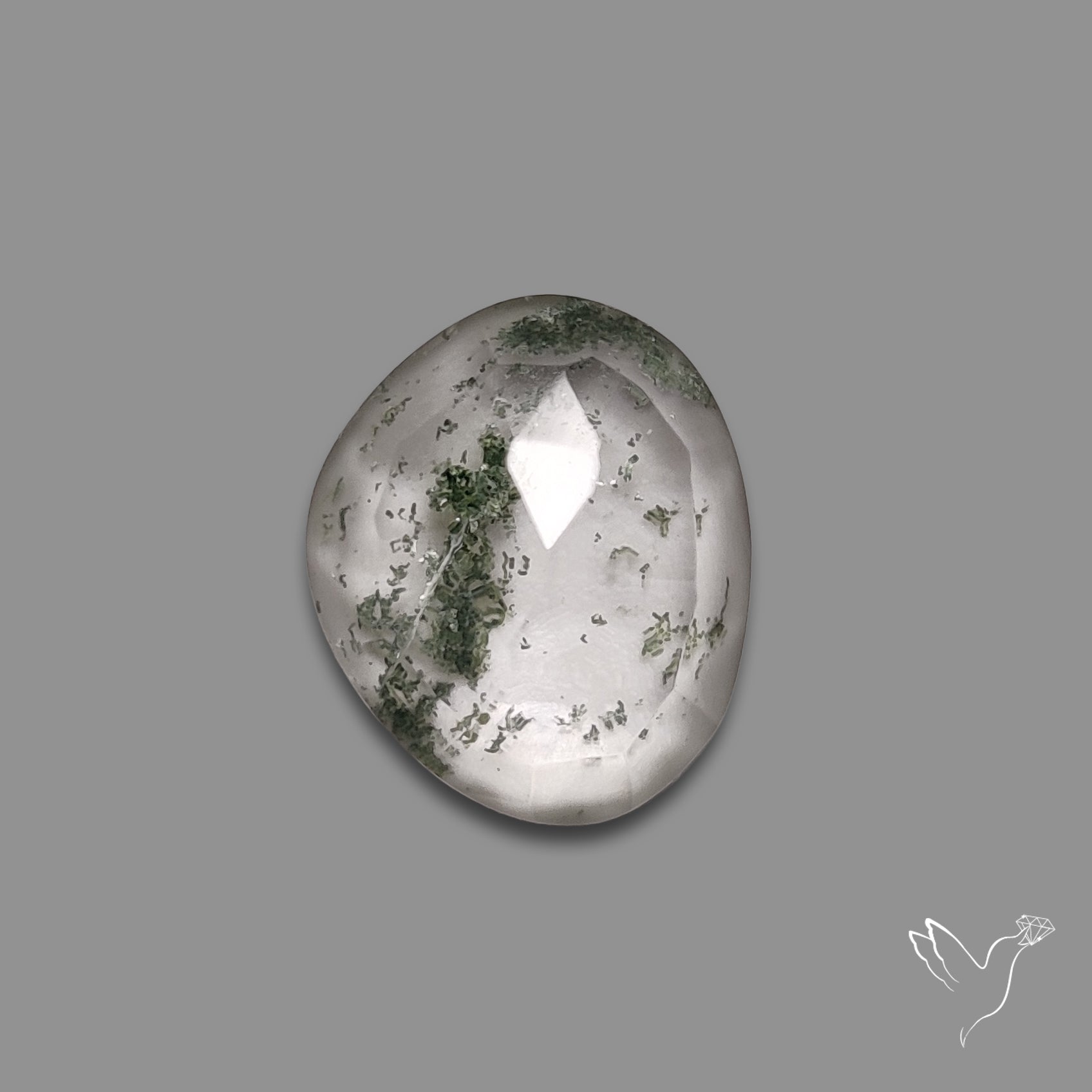 Rare Chlorite in Quartz Rose Cut