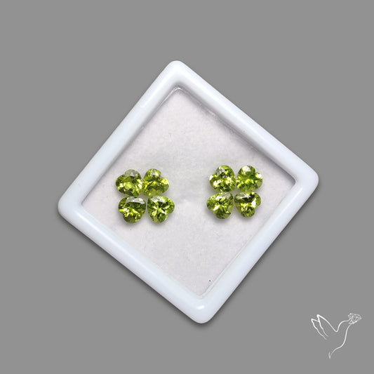 Faceted Peridot Hearts Set Fine Gemstones