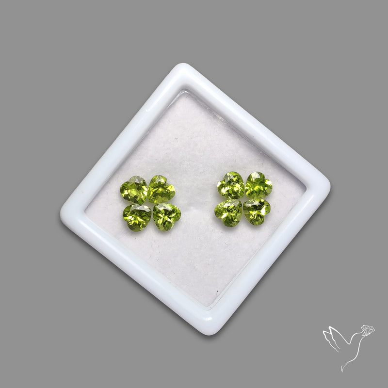 Faceted Peridot Hearts Set Fine Gemstones