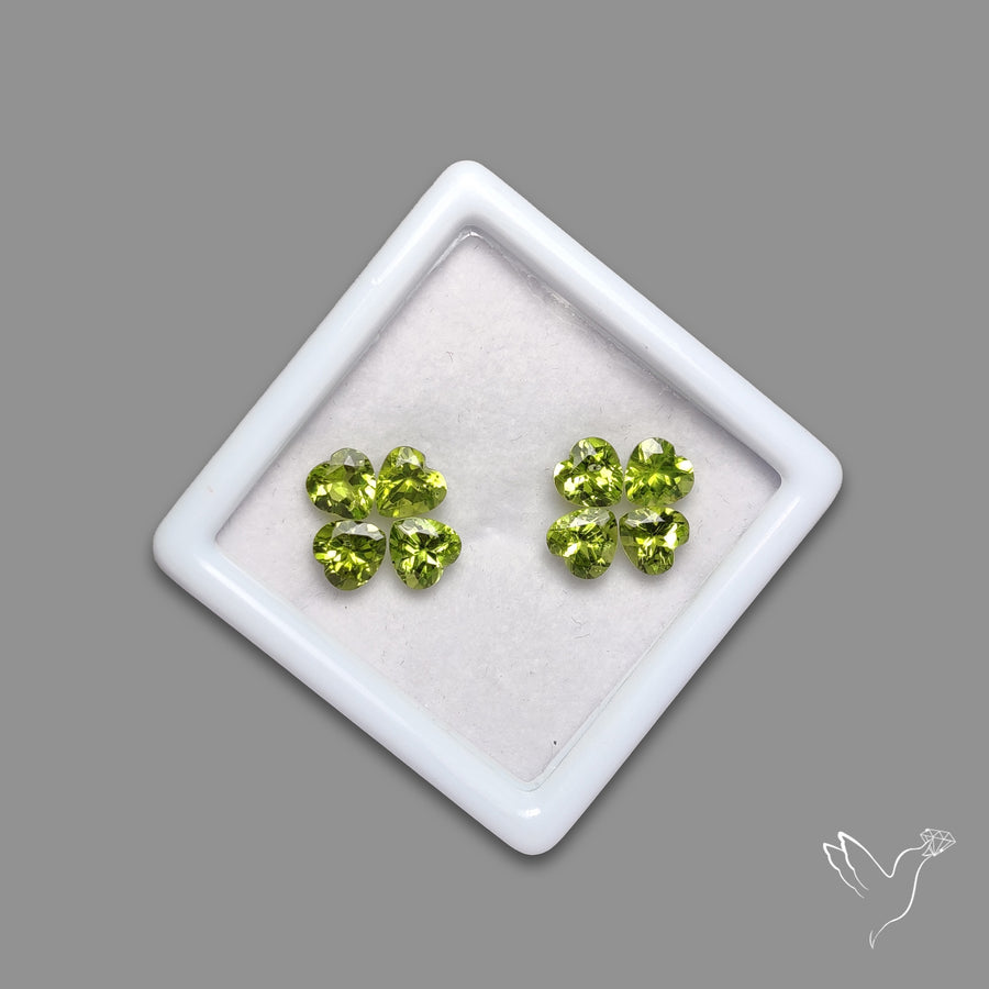 Faceted Peridot Hearts Set Fine Gemstones
