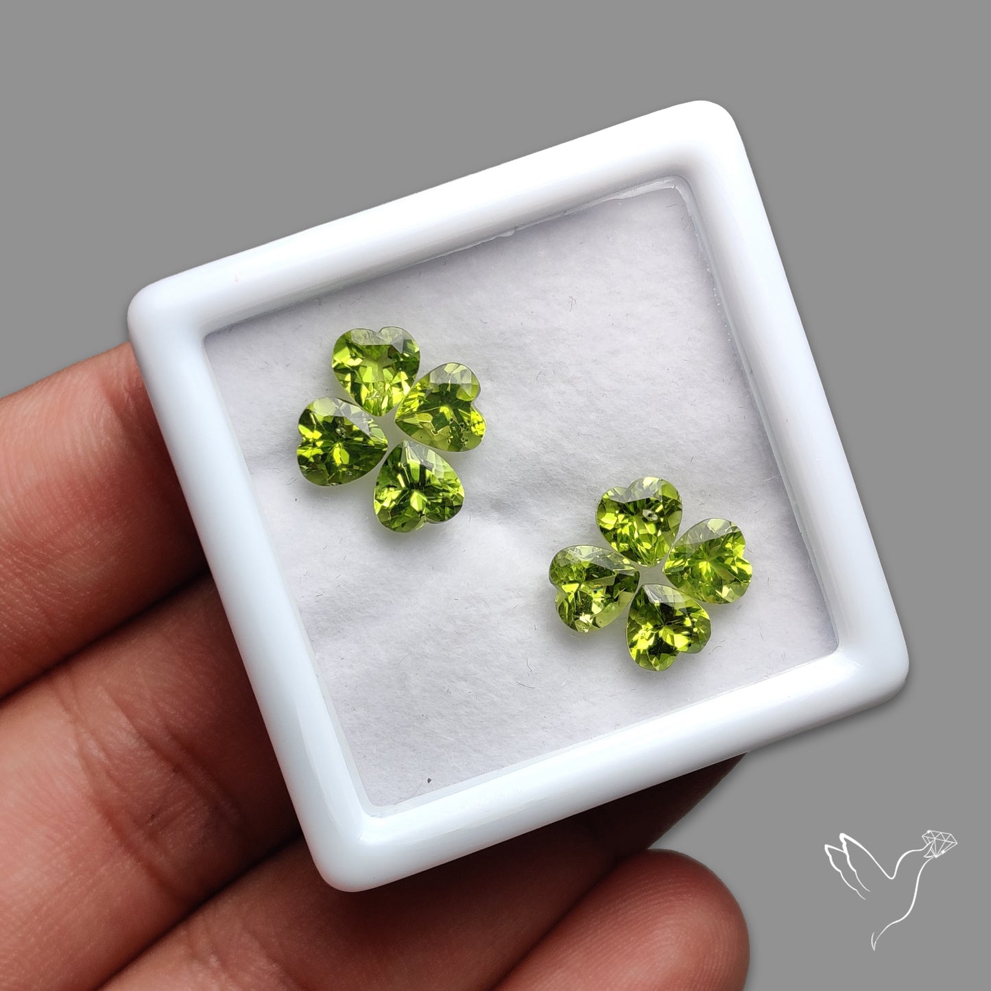 Faceted Peridot Hearts Set Fine Gemstones