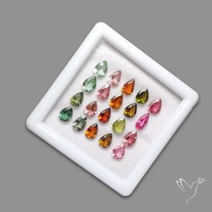 Faceted Tourmalines Drops Set Fine Gemstones