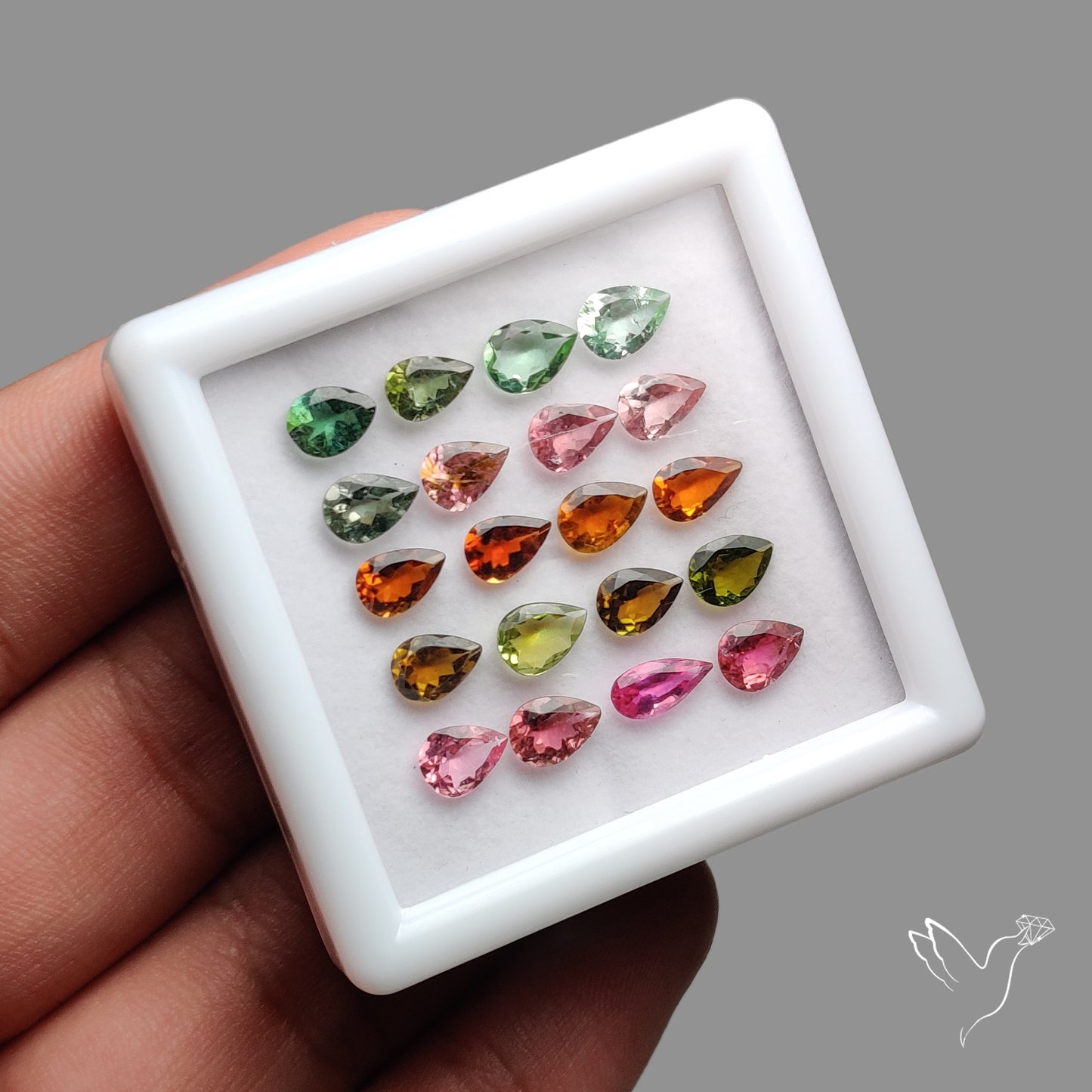Faceted Tourmalines Drops Set Fine Gemstones