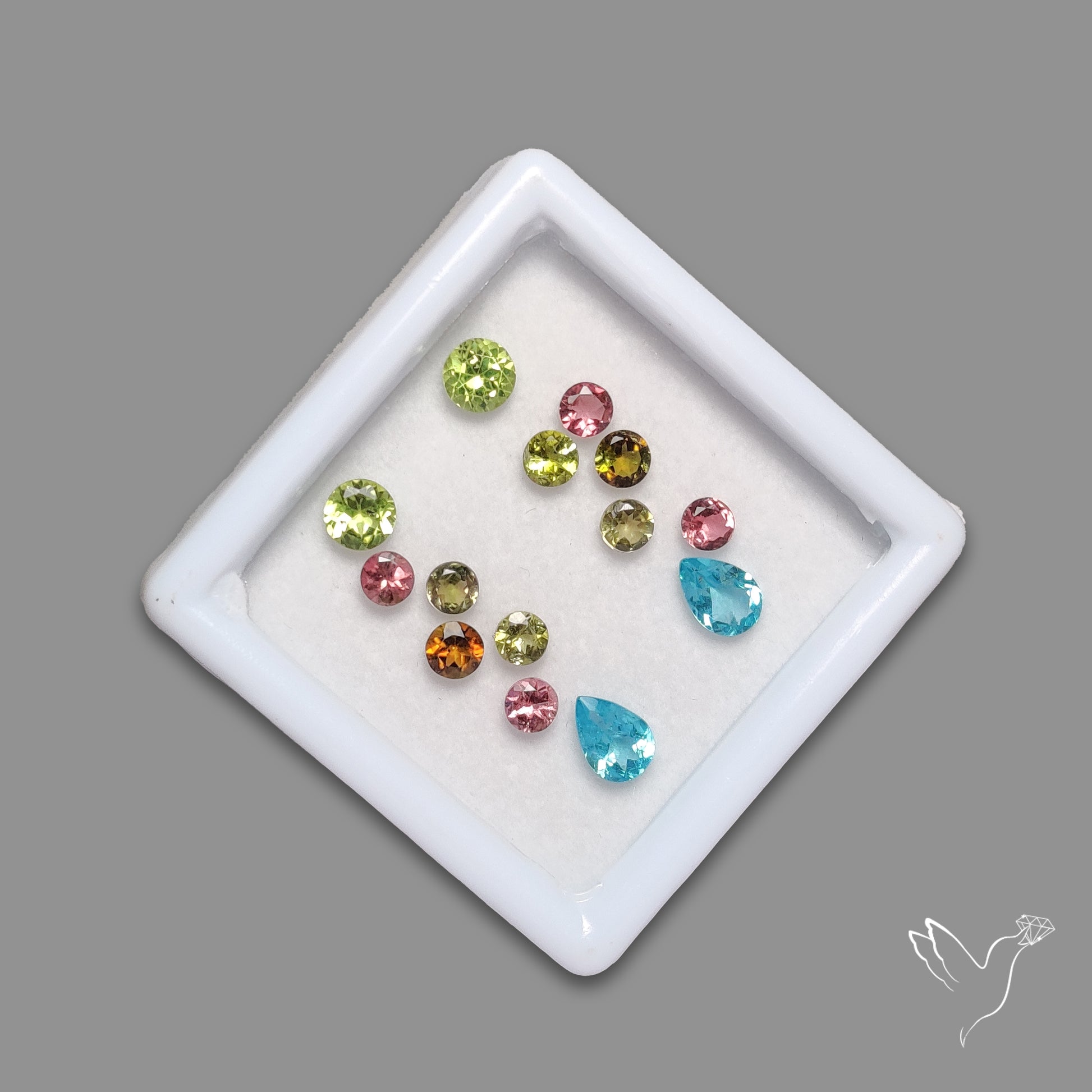 Faceted Tourmaline Sky Apatite and Peridot Set Fine Gemstones