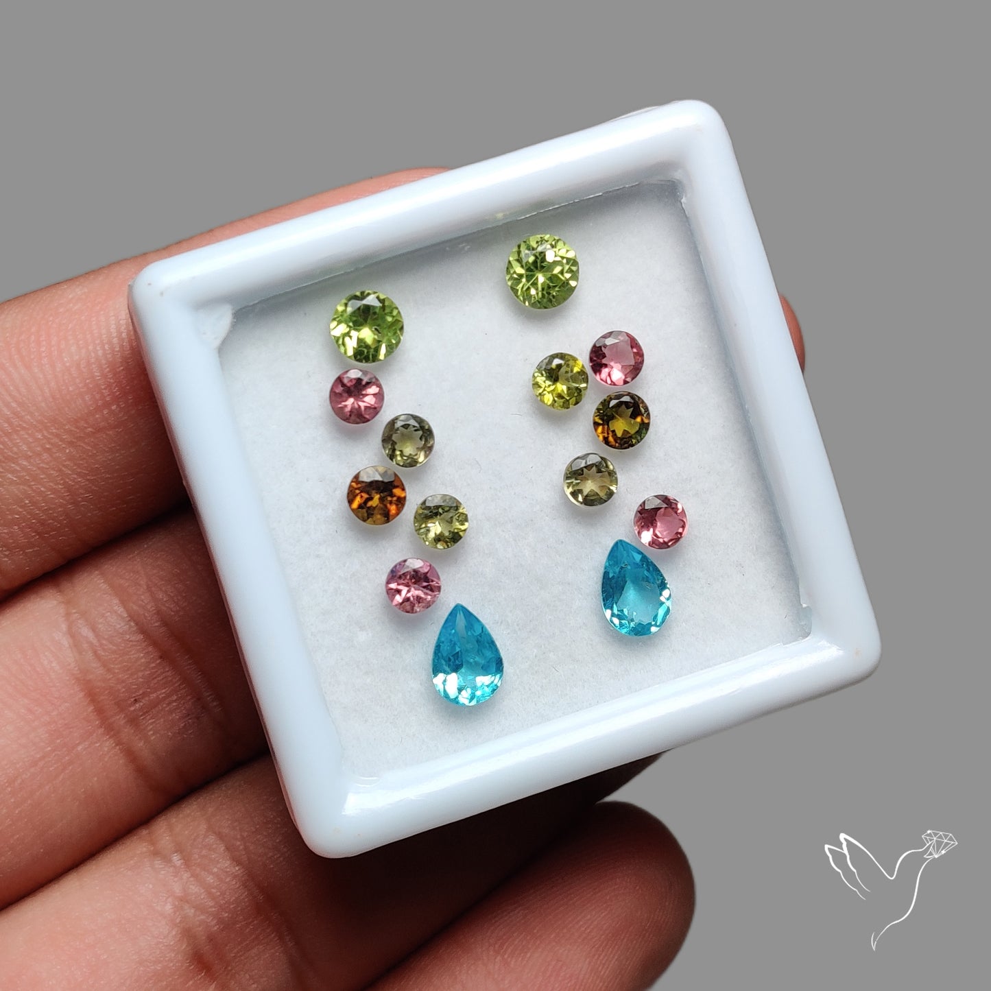 Faceted Tourmaline Sky Apatite and Peridot Set Fine Gemstones