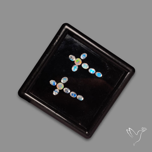 Faceted Ethiopian Opals With AAA Rainbow Moonstones Set
