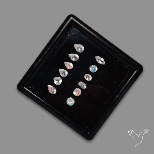 Faceted Madagascar Rainbow Moonstones Set