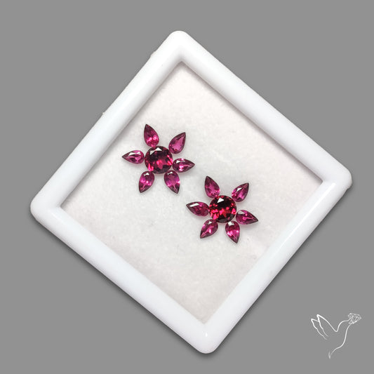 AAA Faceted Rhodolite Garnets Set