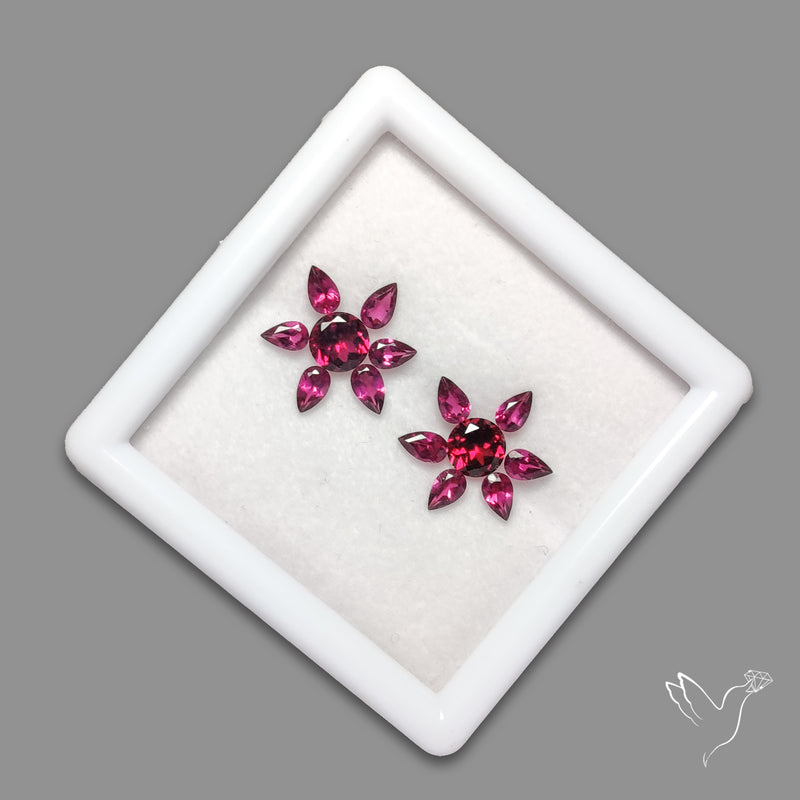 AAA Faceted Rhodolite Garnets Set
