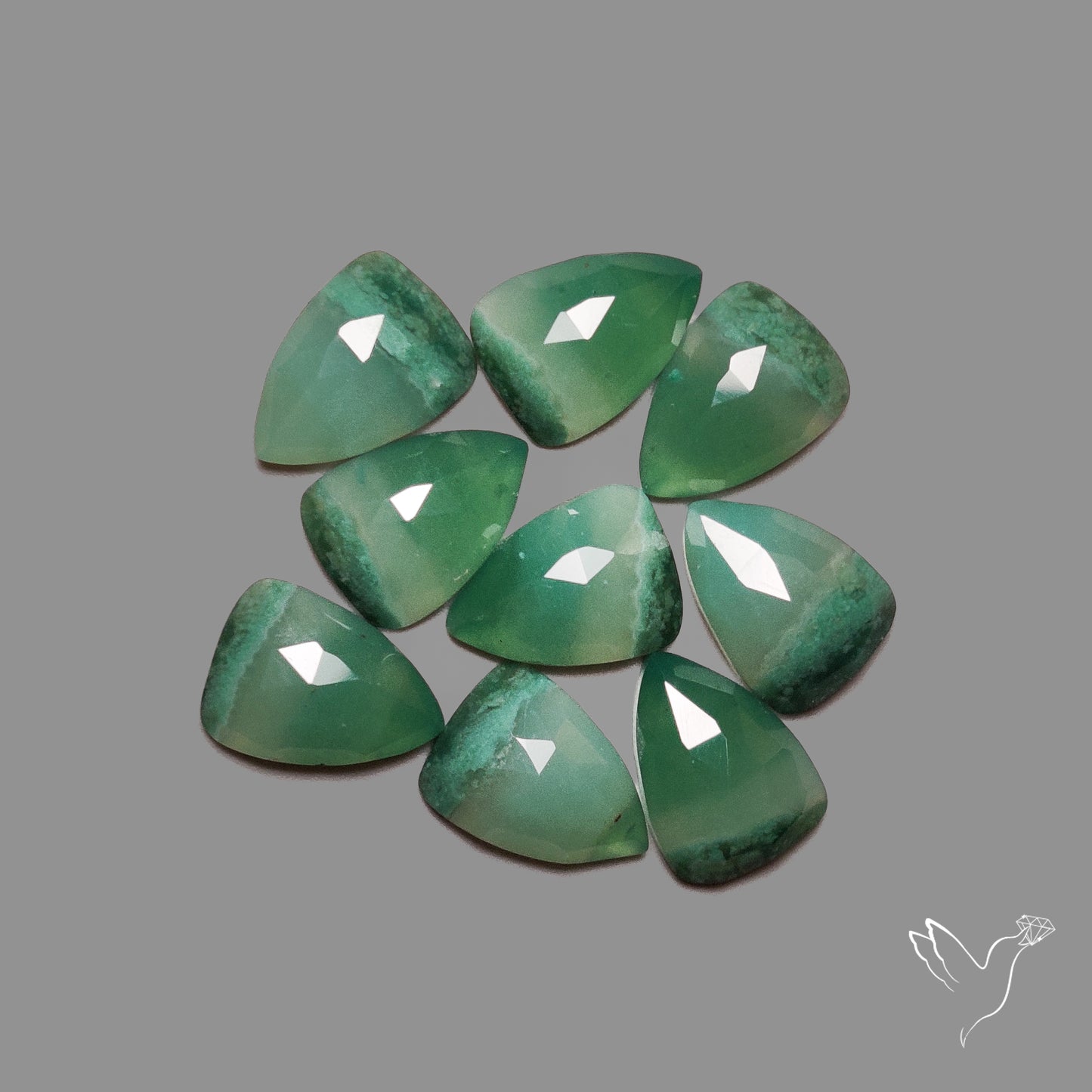 Rose Cut Chrome Chalcedonies Lot