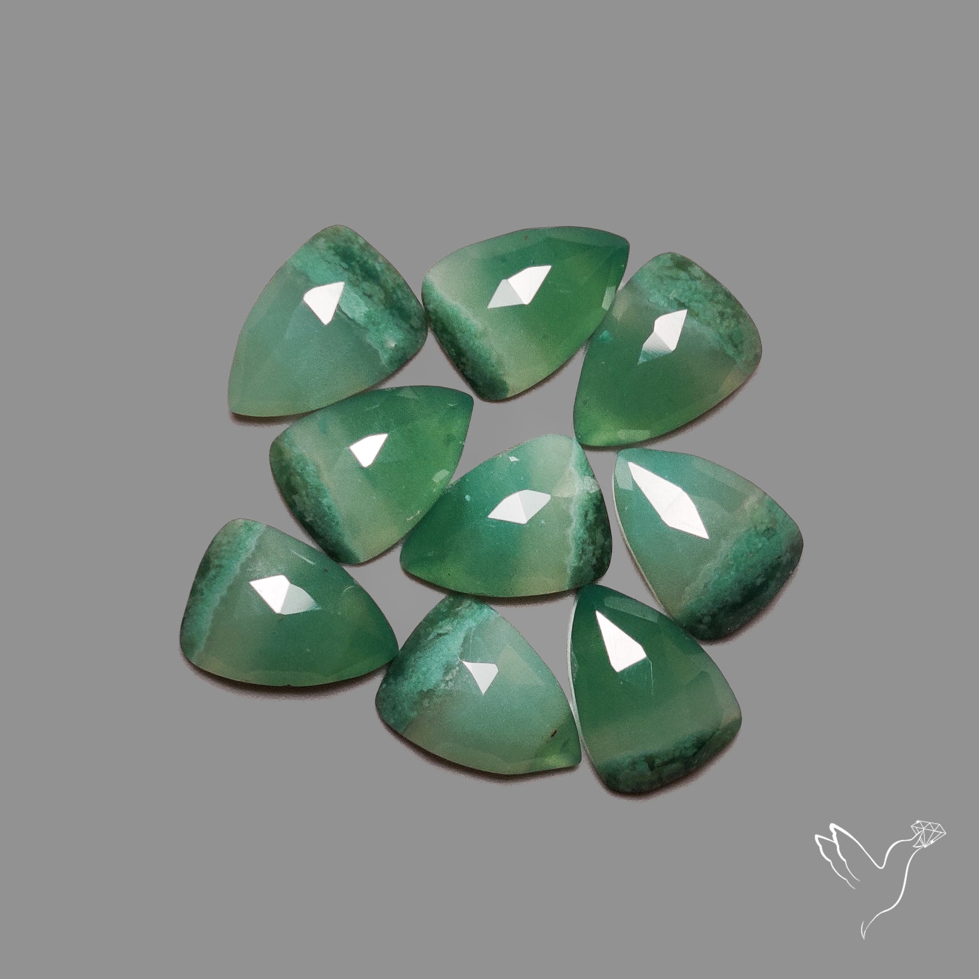 Rose Cut Chrome Chalcedonies Lot