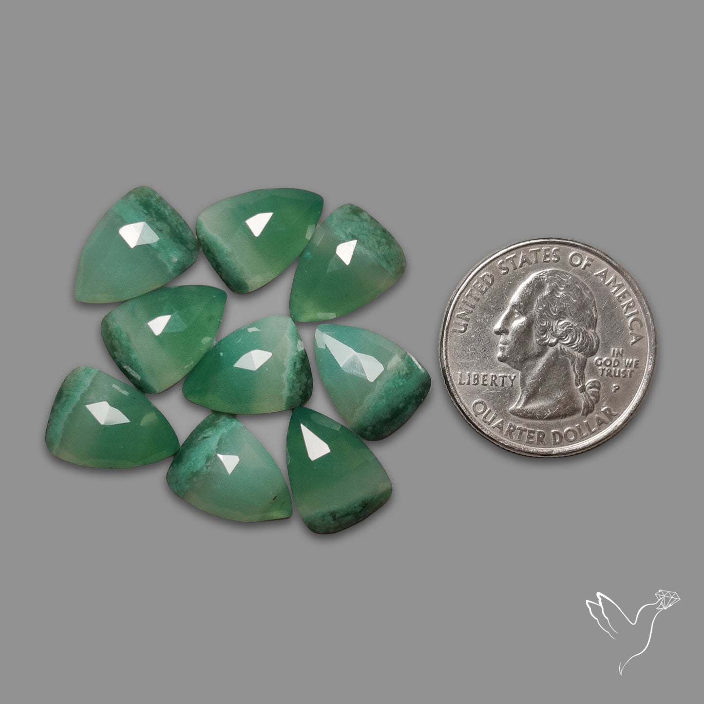 Rose Cut Chrome Chalcedonies Lot