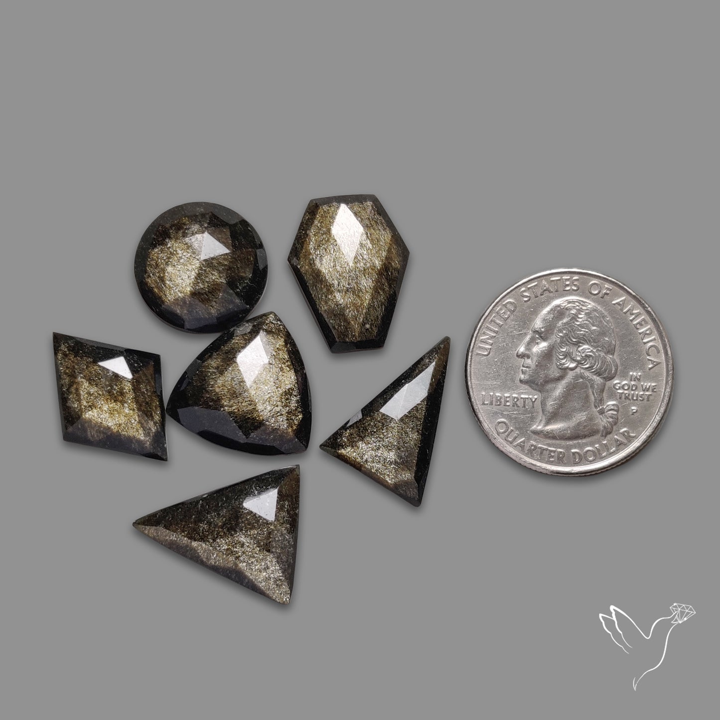 Rose Cut Goldsheen Obsidians Lot