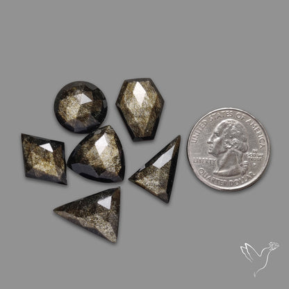 Rose Cut Goldsheen Obsidians Lot