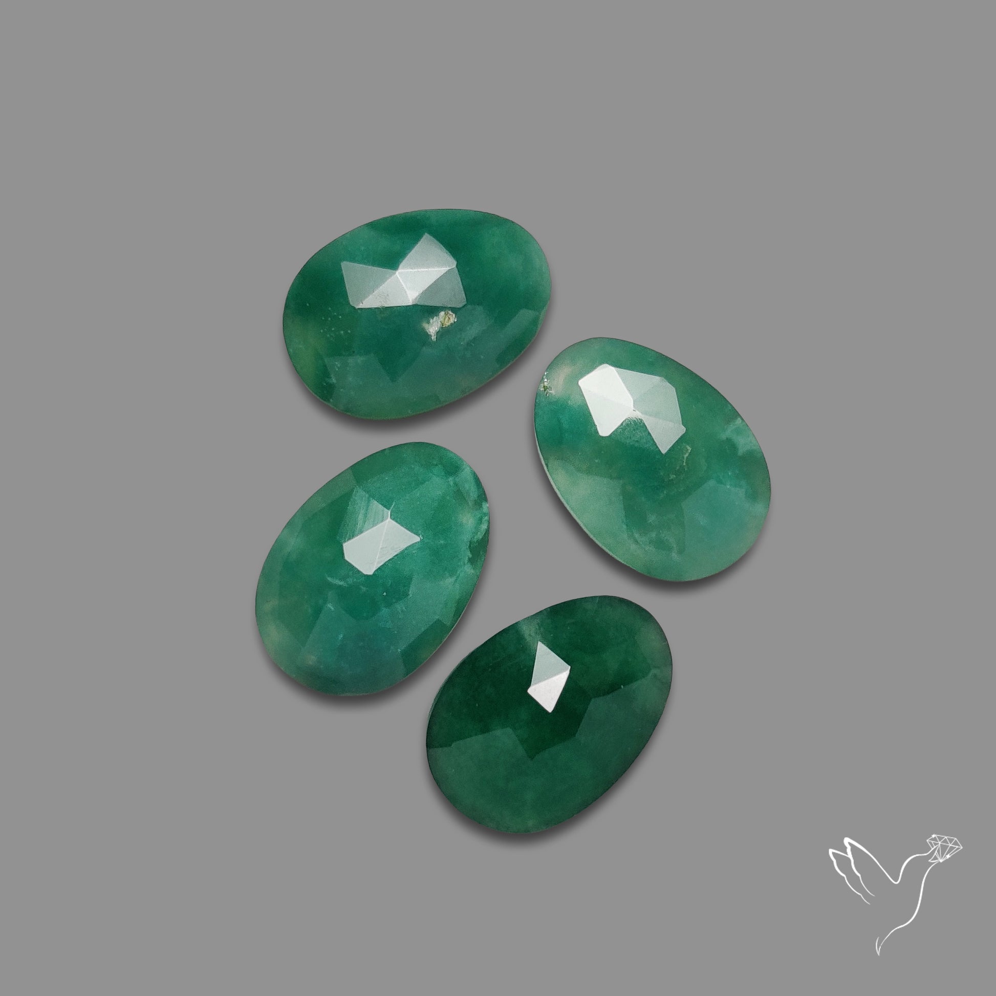 Rose Cut Deep Green Mtorolite Chrome Chalcedony Lot
