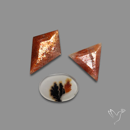 Scenic Agate And Step Cut Sunstones Lot