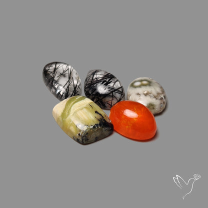 Mexican Opal, Ocean Jasper, Black Rutile and Swiss Green Opals Lot